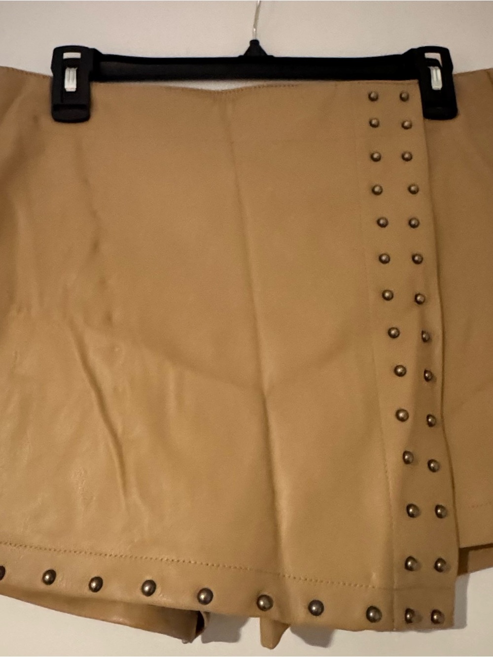 Stud-Trim Tan Mini Skort